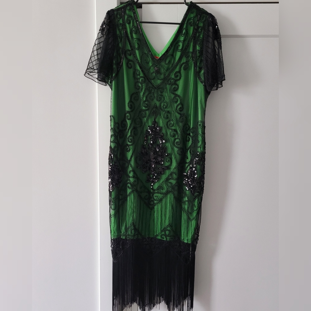 1920s Green Flapper Dress